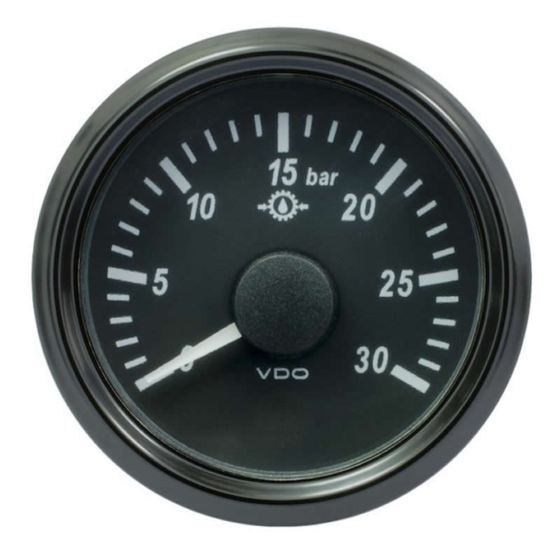 VDO SingleViu 1167 Gear Oil Pressure 30Bar Black 52mm gauge